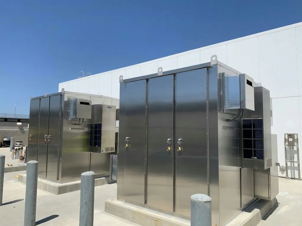 Battery energy storage enclosures installed at the airport